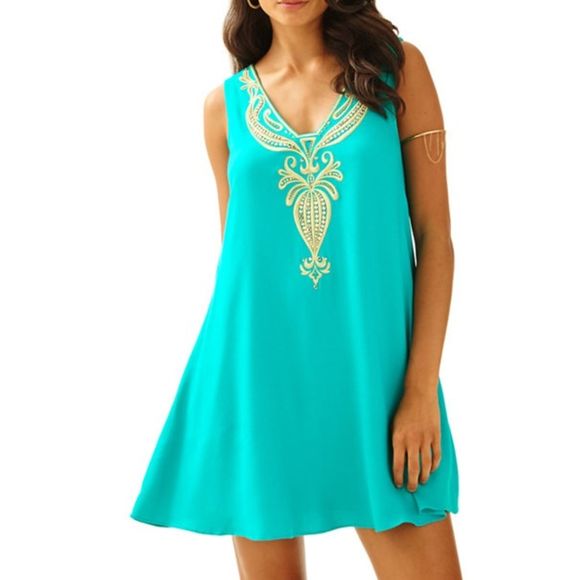 NWOT Lilly Pulitzer Owen Trapeze Dress Agate Green - Picture 2 of 8